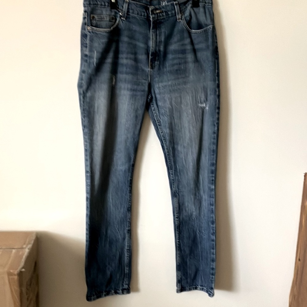 Men Jeans Brand George Slim Straight Color Blue Size 34x30